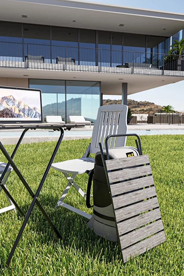 Katlanır Mutfak Masası Yükseklik Ayarlı Ahşap Kamp Masası