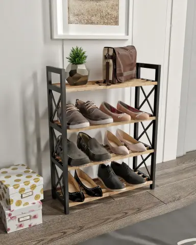 Çok Amaçlı Raf 4 Katlı Ayakkabılık Meşe Çok Amaçlı Raf 4 Katlı Ayakkabılık Meşe
