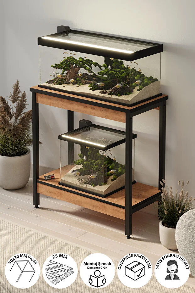 Akvaryum Sehpası Yan Sehpa Metal Ayaklı Sehpa 80 x 40 Cm Çam Akvaryum Sehpası Yan Sehpa Metal Ayaklı Sehpa 80 x 40 Cm Çam
