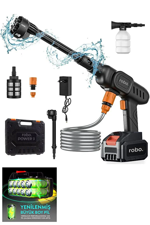 ROBO Şarjlı Ve Yüksek Basınçlı Oto Yıkama Ve Sulama Tabancası ROBO Şarjlı Ve Yüksek Basınçlı Oto Yıkama Ve Sulama Tabancası