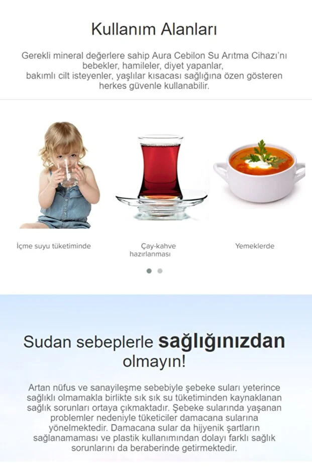 Aura Cebilon Silver Pompasız Su Arıtma Cihazı Aura Cebilon Silver Pompasız Su Arıtma Cihazı