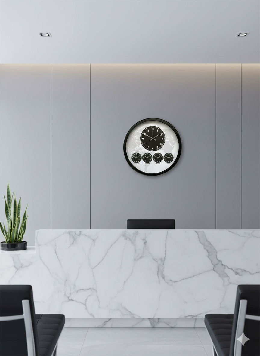 52 cm Siyah Dünya Saatleri Duvar Saatleri