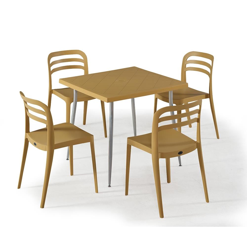 NS8 Masa Takımı 80x80 Masa + 4 Adet Renkli Sandalye