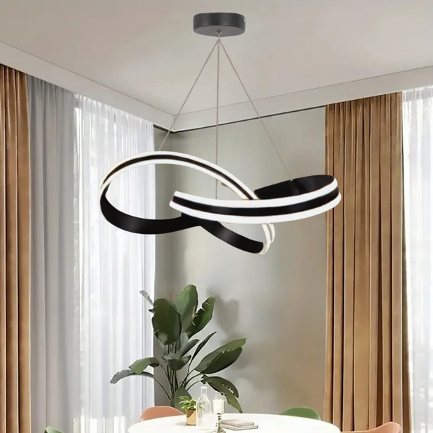 Astera Siyah Kumandalı 3 Renk Ledli Modern Özel Tasarım Sarkıt Led Avize