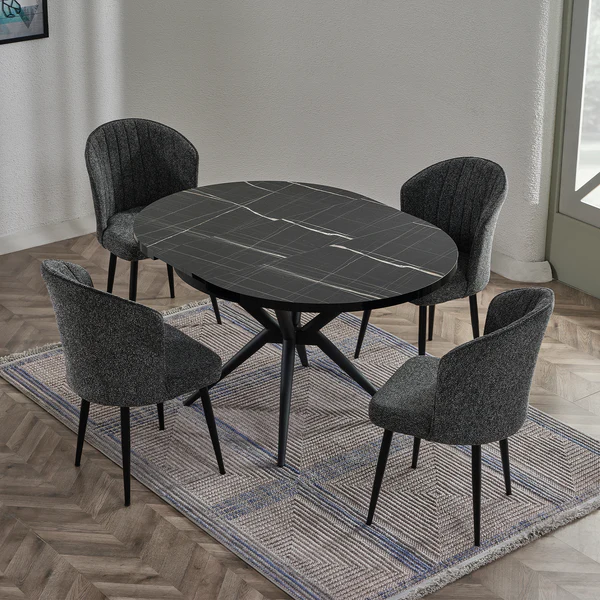 Fleksi Masa Takımı | Antrasit | Rubi Sandalye | Mensey Kumaş | 4 Sandalye Fleksi Masa Takımı | Antrasit | Rubi Sandalye | Mensey Kumaş | 4 Sandalye