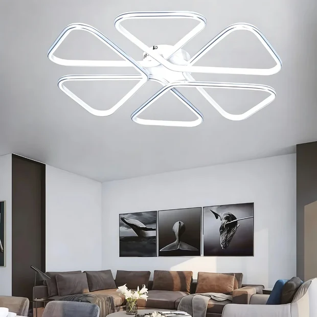 Oslo Beyaz Modern Krom Çizgili Plafonyer Ultra Power Beyaz Ledli Avize