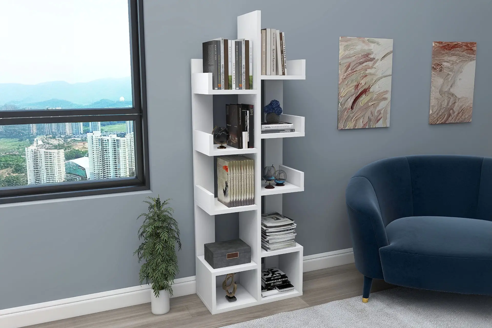 10 Bölmeli Raflı Kitaplık 10 Bölmeli Raflı Kitaplık