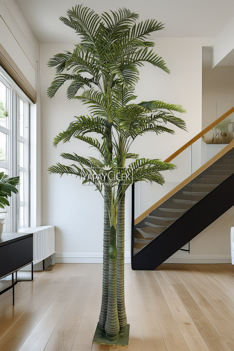 Yapay Ağaç Büyük 3 Gövde Dev Areka Palmiyesi 350 cm