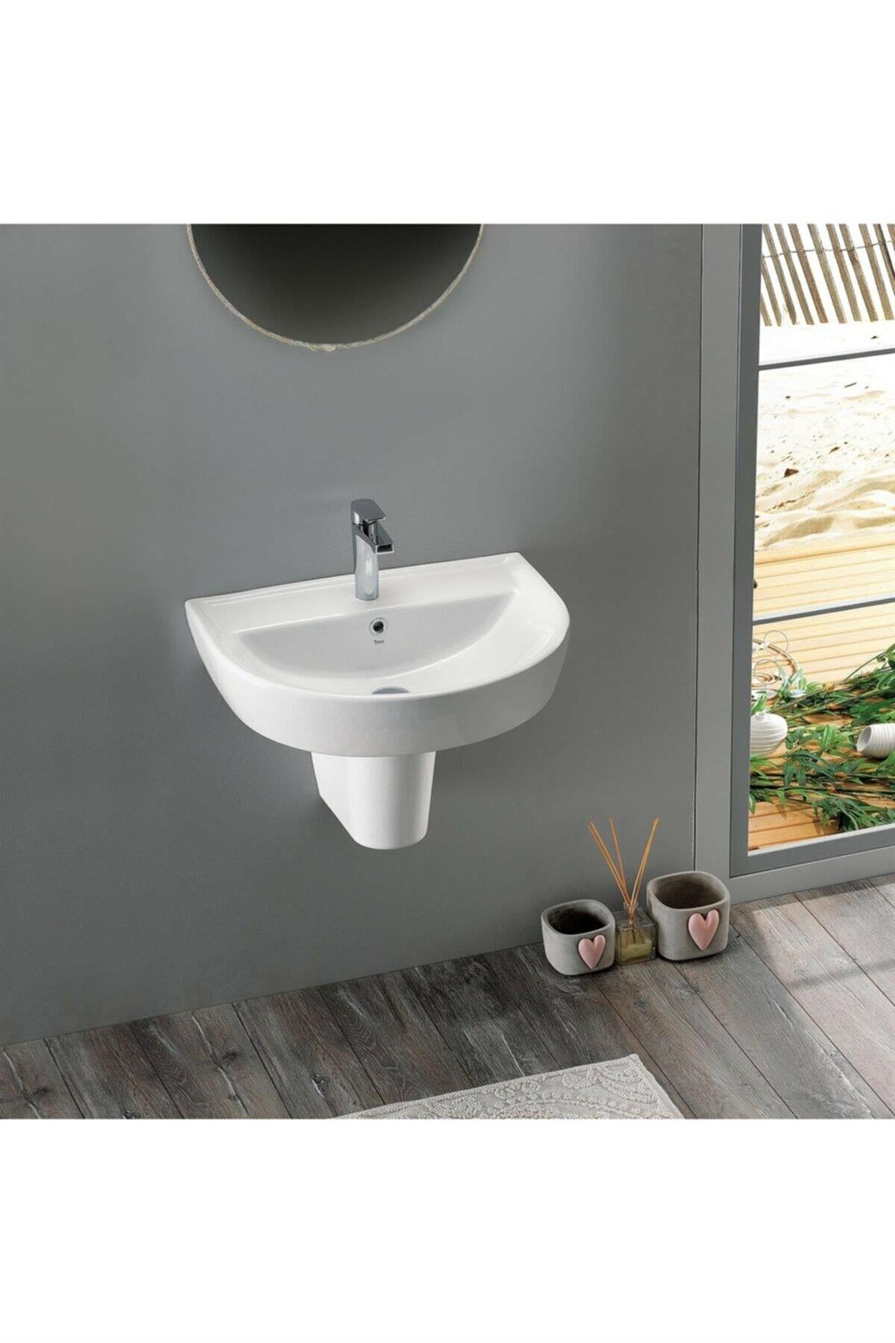 Turkuaz Bella Banyo Lavabo 45*55 cm (Bella Yarım Ayaklı) Turkuaz Bella Banyo Lavabo 45*55 cm (Bella Yarım Ayaklı)