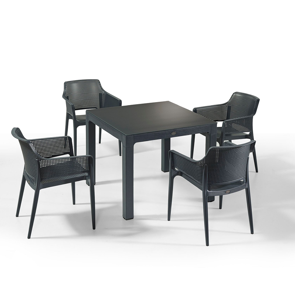 NS1 Masa Takımı 90x90 Camlı Masa + 4 Adet Koltuk