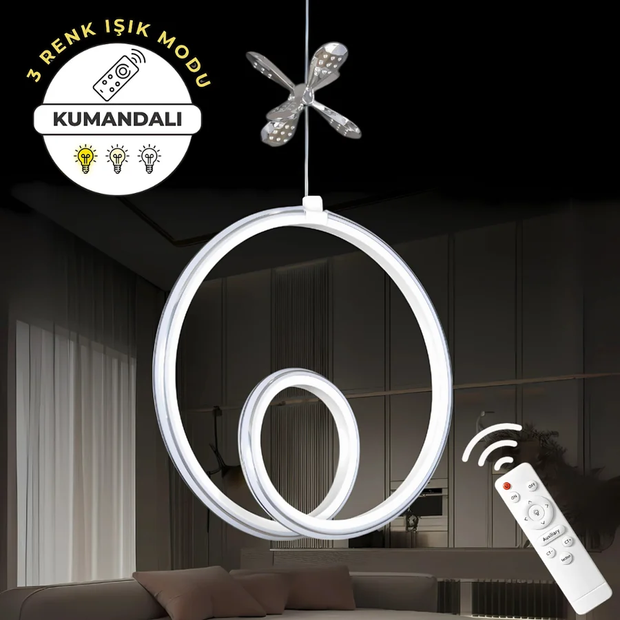 Yakamoz Beyaz Kumandalı 3 Renk Ledli Krom Çizgili Krom Kelebekli Sarkıt Özel Tasarım Avize