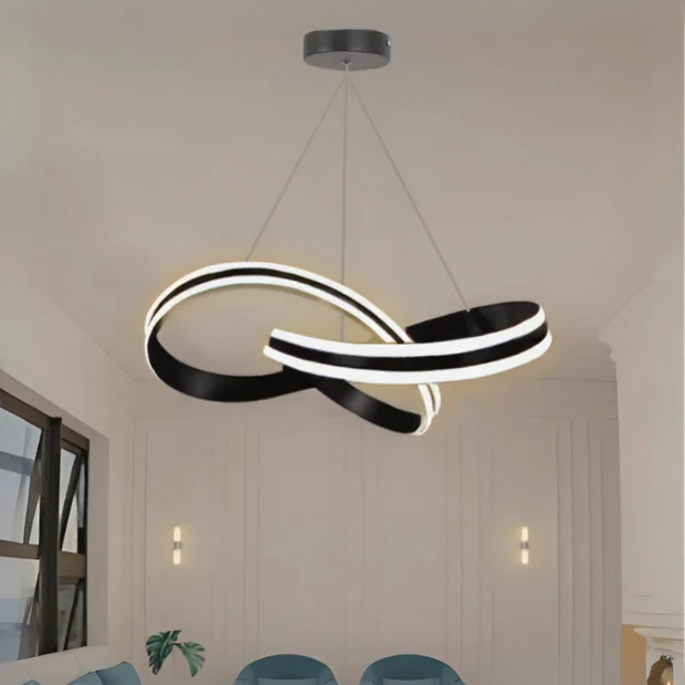 Astera Siyah Kumandalı 3 Renk Ledli Modern Özel Tasarım Sarkıt Led Avize