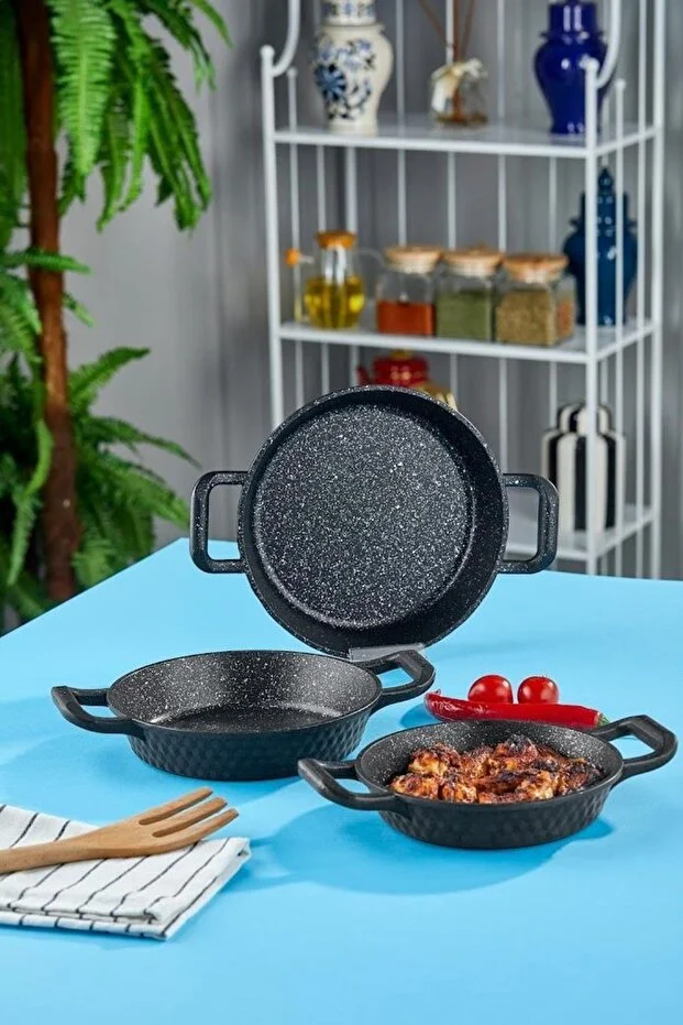 Triton 3 Parça Tava Seti Siyah Triton 3 Parça Tava Seti Siyah
