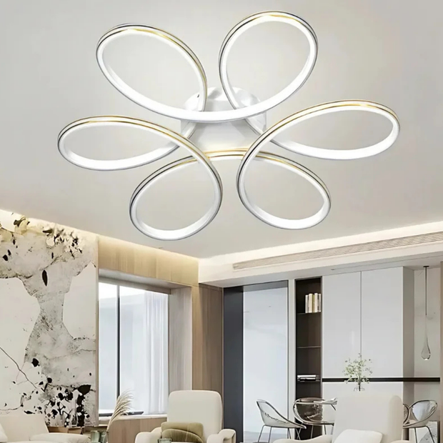 Lupinella Beyaz Gold Çizgili 3 Renk 60 cm Led Avize