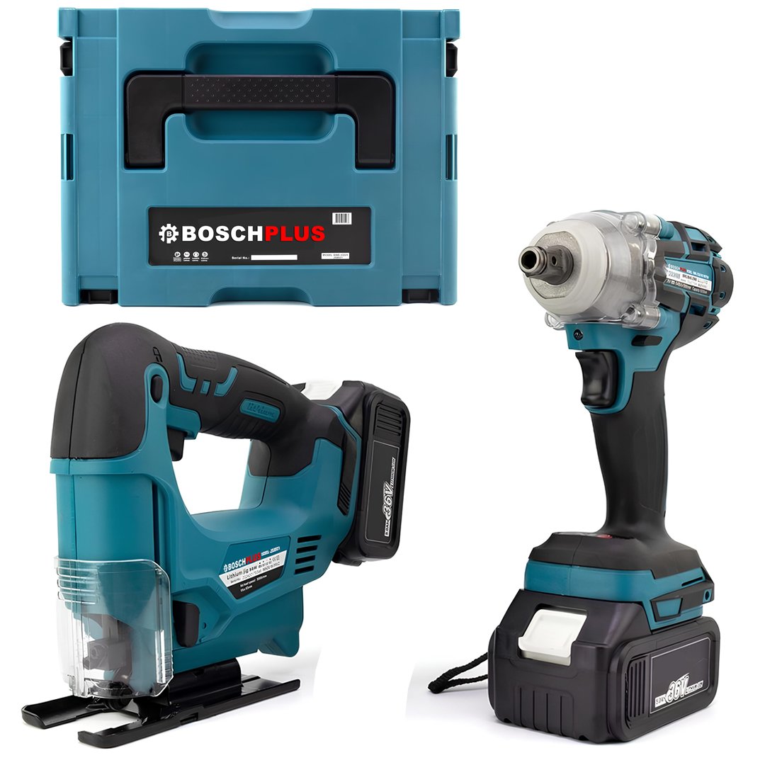 BoschPlus Akülü Kömürsüz 2li Set Ayarlanabilir Dekupaj Testere ve 350Nm Somun Sıkma Sökme 36V 5ah (Mavi) BoschPlus Akülü Kömürsüz 2li Set Ayarlanabilir Dekupaj Testere ve 350Nm Somun Sıkma Sökme 36V 5ah (Mavi)