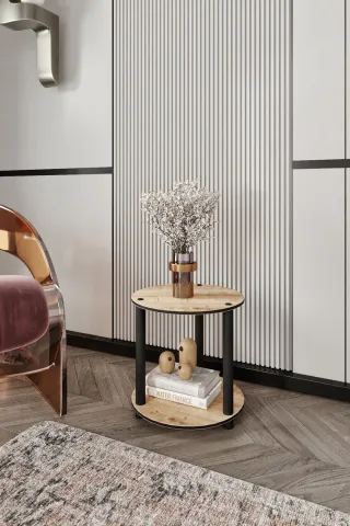 2 Katlı Dekoratif Yuvarlak Kitaplık