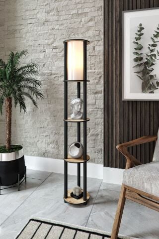 Estantes Yuvarlak Dekoratif Raflı Lambader Estantes Yuvarlak Dekoratif Raflı Lambader