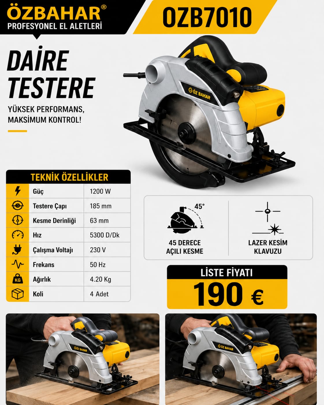 Özbahar OZB7010 profesyonel daire testere
