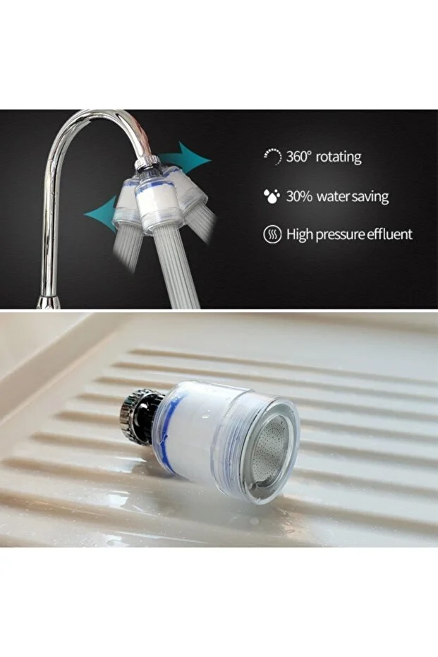 Kireç Önleyici Musluk Başlığı 360 Derece Döner Filtreli Ve Su Tasarufflu Kireç Önleyici Musluk Başlığı 360 Derece Döner Filtreli Ve Su Tasarufflu