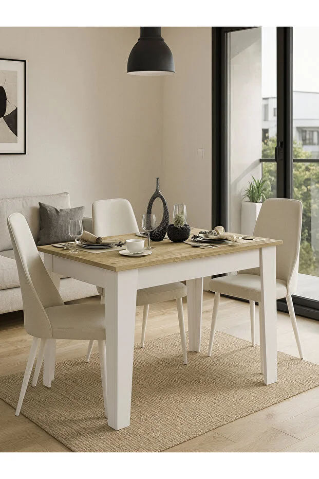 Tatyos Kapaklı Yemek Masası - Gizli Bölmeli Mutfak Masası Beyaz-Safir 110cm Tatyos Kapaklı Yemek Masası - Gizli Bölmeli Mutfak Masası Beyaz-Safir 110cm