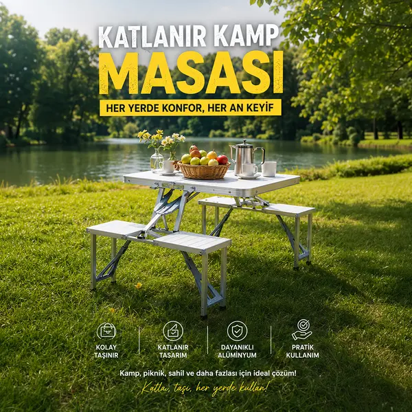 robo 4 Kişilik Katlanır Piknik Kamp Masas