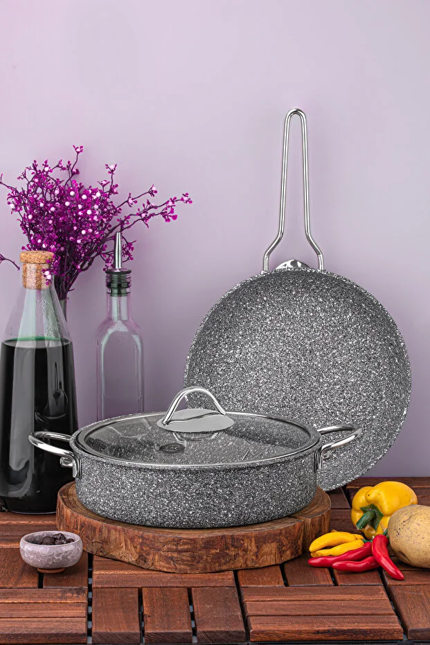 Ultra Classic 3 Parça Granit Tencere & Tava Seti Gri