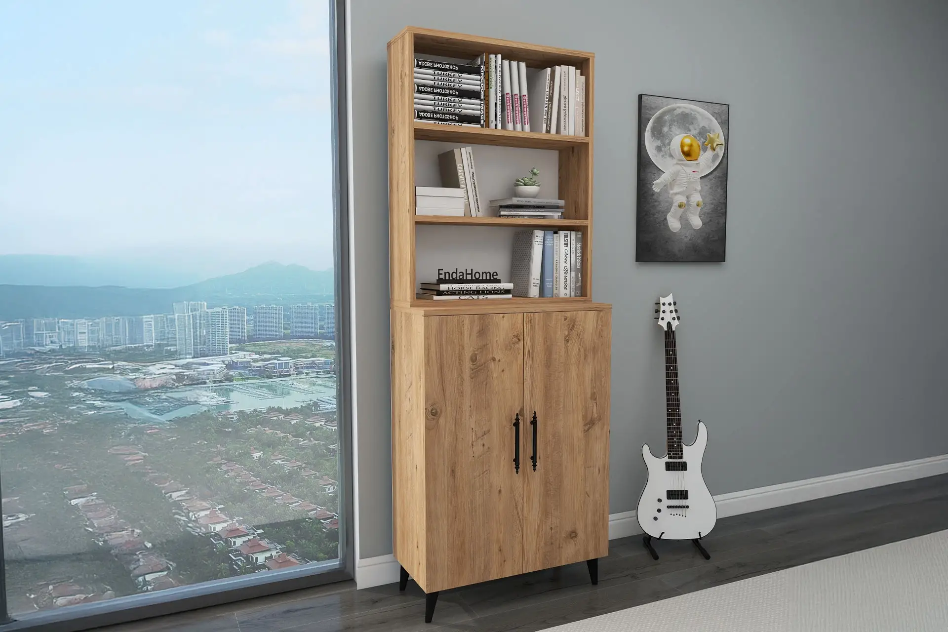 6 Raflı 2 Kapaklı Klasik Kitaplık