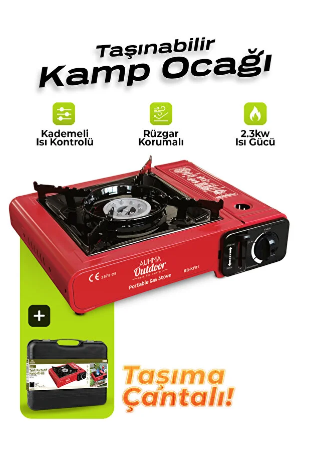 Portatif Kamp Ocağı 2.3kW Kırmızı | Taşınabilir Tekli Gazlı Ocak | Rüzgar Geçirmez Portatif Kamp Ocağı 2.3kW Kırmızı | Taşınabilir Tekli Gazlı Ocak | Rüzgar Geçirmez