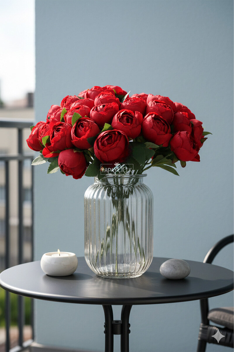 Yapay Çiçek 12li Şakayık Demeti 35 cm Kırmızı