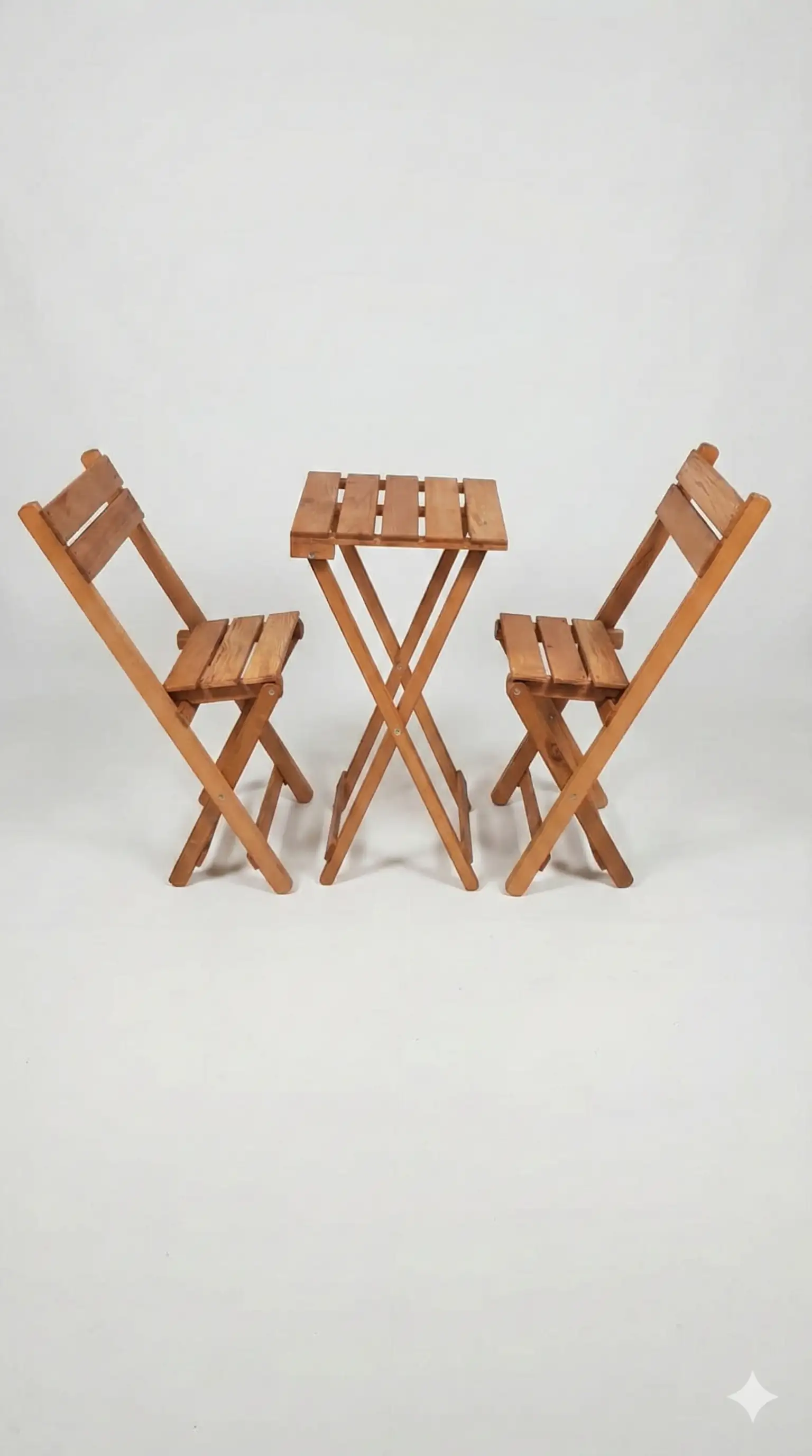 3'lü Ahşap Bistro Set - 2 Kademeli Katlanır Masa ve Sandalye 3'lü Ahşap Bistro Set - 2 Kademeli Katlanır Masa ve Sandalye