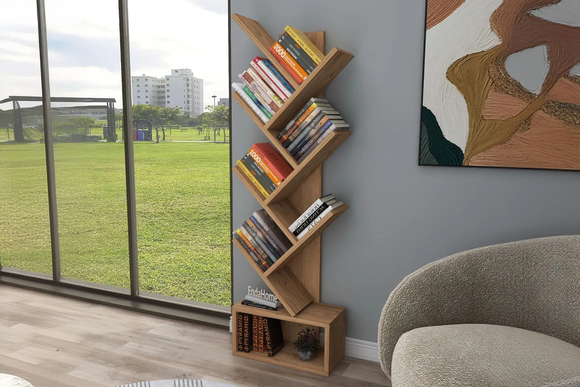 8 Raflı Zikzak Kitaplık 8 Raflı Zikzak Kitaplık