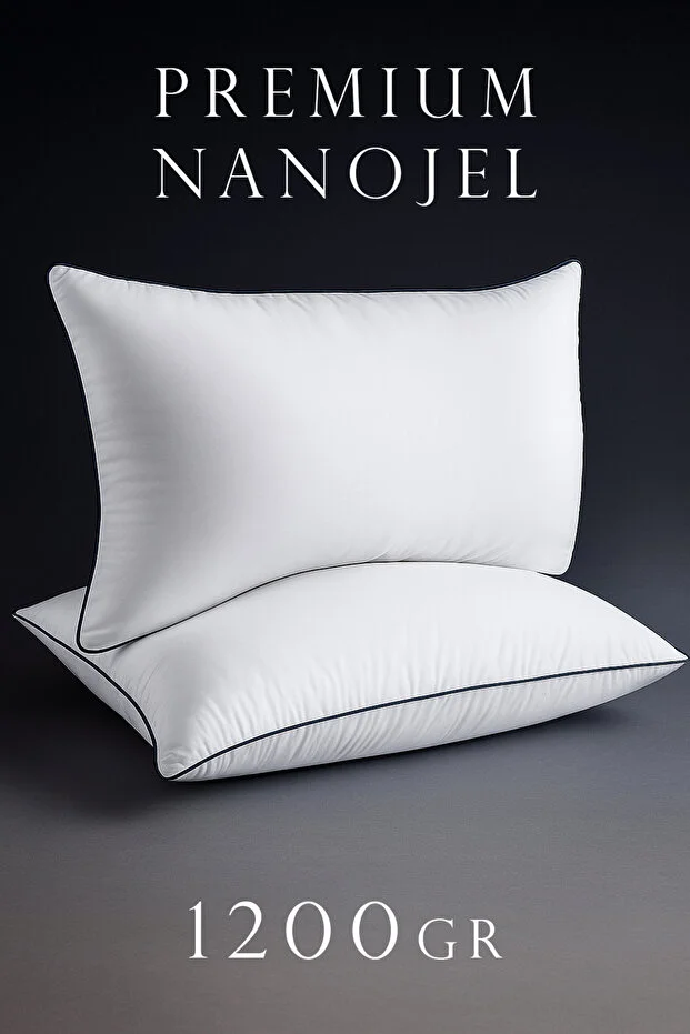 2 Adet 50x70cm Nano Jel Lüks Yastık | 1200gr Anti-alerjik Pamuklu Yastık Seti 2'li 2 Adet 50x70cm Nano Jel Lüks Yastık | 1200gr Anti-alerjik Pamuklu Yastık Seti 2'li