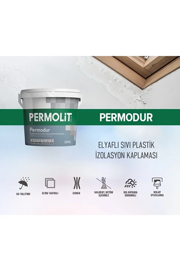 Permolit Permodur Elyaflı Sıvı Plastik Çatı Izolasyon Malzemesi 1 Kg Beyaz