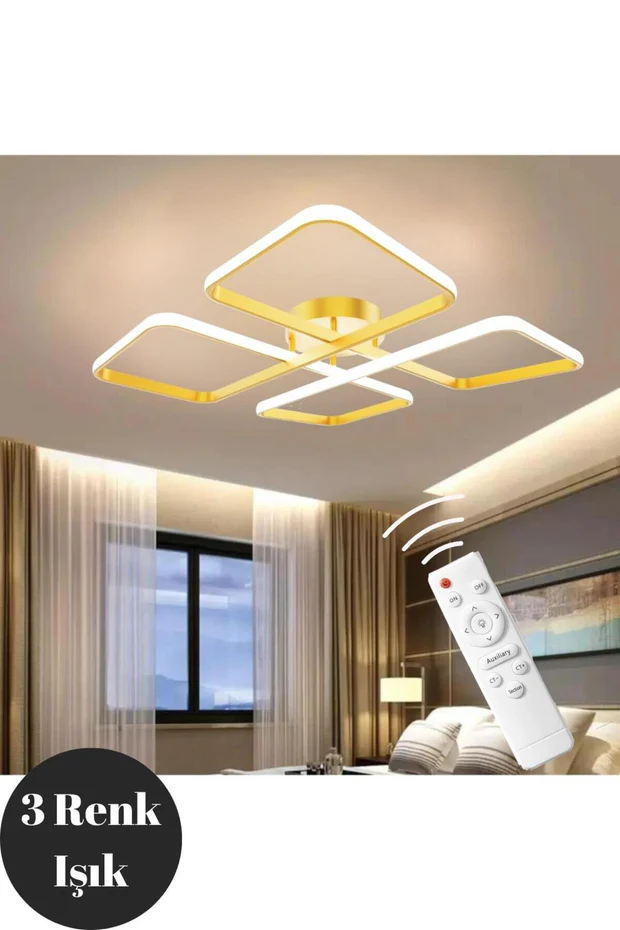 Novem Eskitme Plafonyer Kumandalı Ultra Süper 3 Renk Işık Ledli Avize