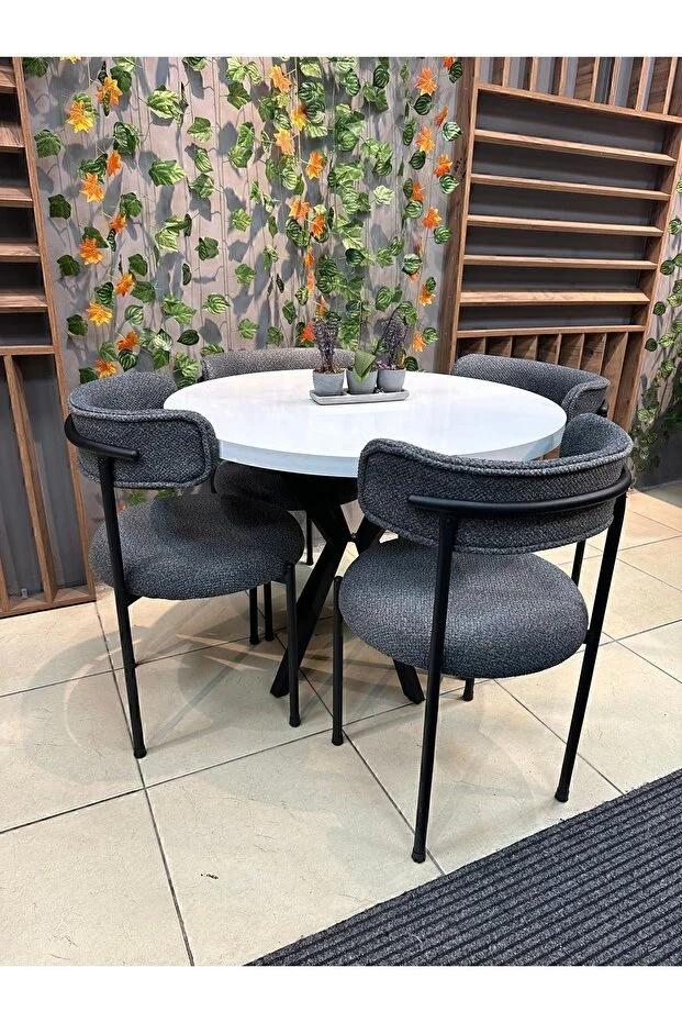 ELISA 4 KİŞİLİK YUVARLAK MUTFAK MASASI TAKIMI 