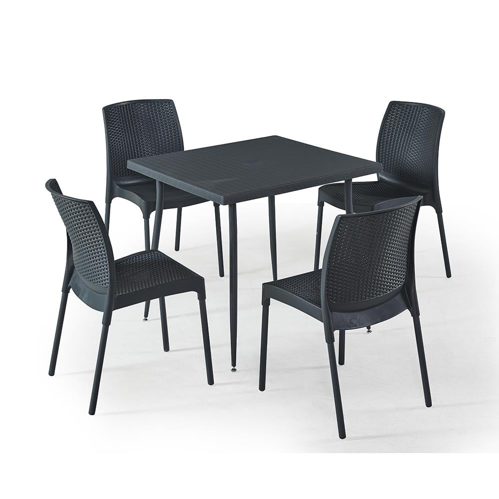 NS5 Rattan Masa Takımı 80x80 Masa + 4 Adet Rattan Sandalye