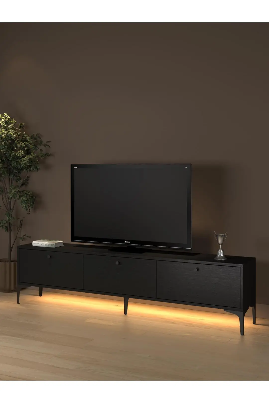 Venüs Led Işıklı Dolaplı Minifiksli 180 Cm Geniş Tv Ünitesi - Tv Sehpası - Wood Siyah Venüs Led Işıklı Dolaplı Minifiksli 180 Cm Geniş Tv Ünitesi - Tv Sehpası - Wood Siyah