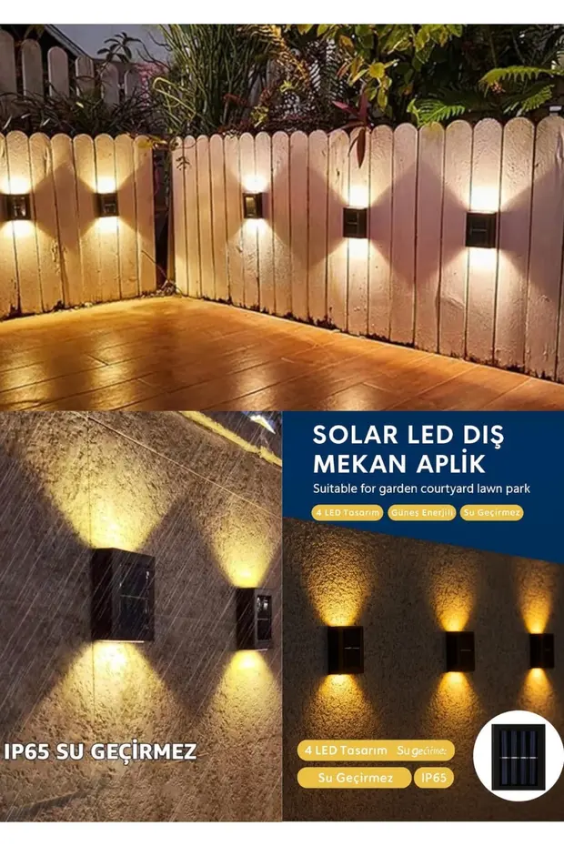 Güneş Enerjili Su Geçirmez Dış Mekan Aydınlatma Lambası-Tekli Model Solar LED Bahçe Aplik Işığı Güneş Enerjili Su Geçirmez Dış Mekan Aydınlatma Lambası-Tekli Model Solar LED Bahçe Aplik Işığı