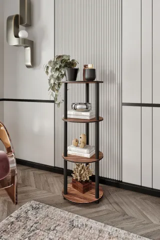 4 Katlı Dekoratif Yuvarlak Kitaplık