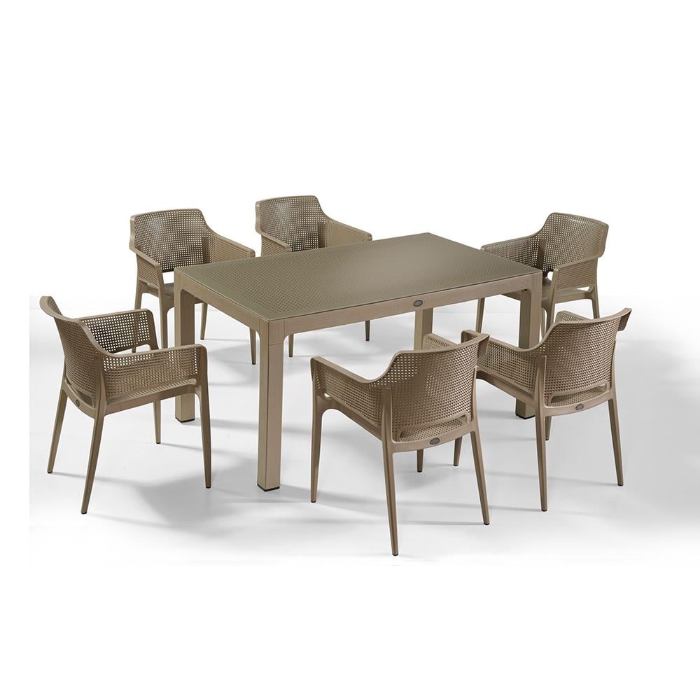 NS3 Masa Takımı 90x150 Camlı Masa + 6 Adet Koltuk