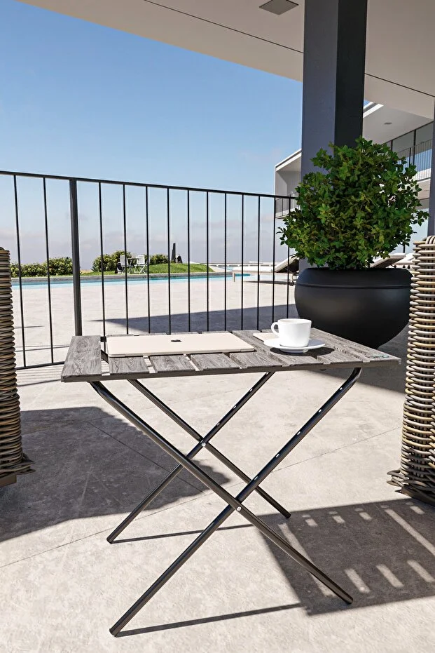 Katlanır Mutfak Masası Yükseklik Ayarlı Ahşap Kamp Masası