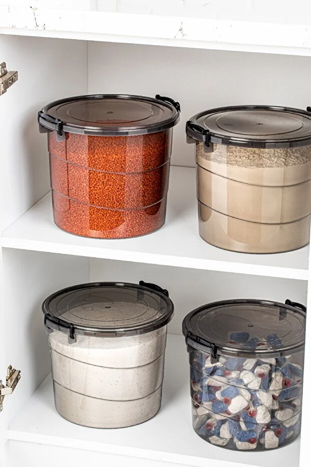 2li Yuvarlak Kulplu Deterjanlık Saklama Kutusu Kabı Mega Boy 7 Litre Antrasit 2li Yuvarlak Kulplu Deterjanlık Saklama Kutusu Kabı Mega Boy 7 Litre Antrasit