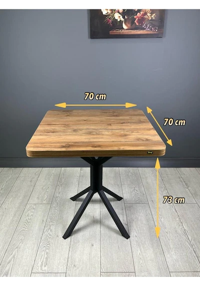 Tepe Ceviz Mutfak Yemek Masası Balkon Masası Kavisli Köşe Siyah Ayak 70 Cm Tepe Ceviz Mutfak Yemek Masası Balkon Masası Kavisli Köşe Siyah Ayak 70 Cm