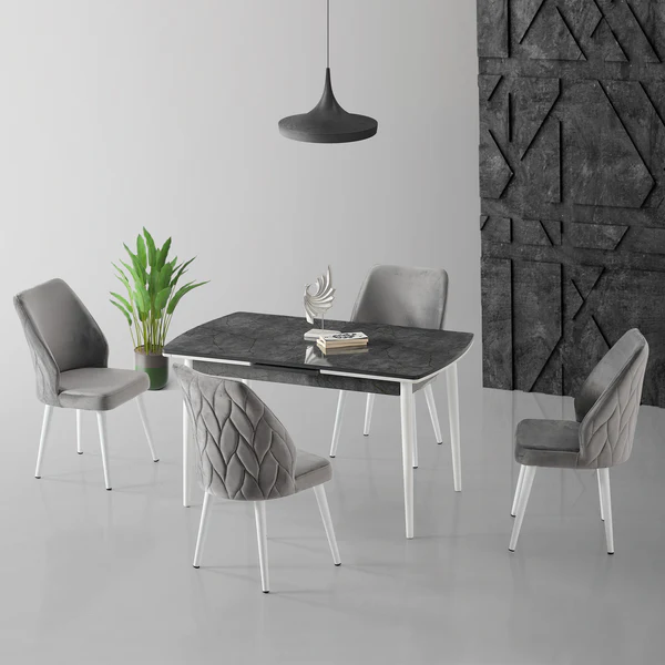 Toskana Masa Takımı | Puffy Sandalye | Babyface Kumaş | 4 Sandalye Toskana Masa Takımı | Puffy Sandalye | Babyface Kumaş | 4 Sandalye