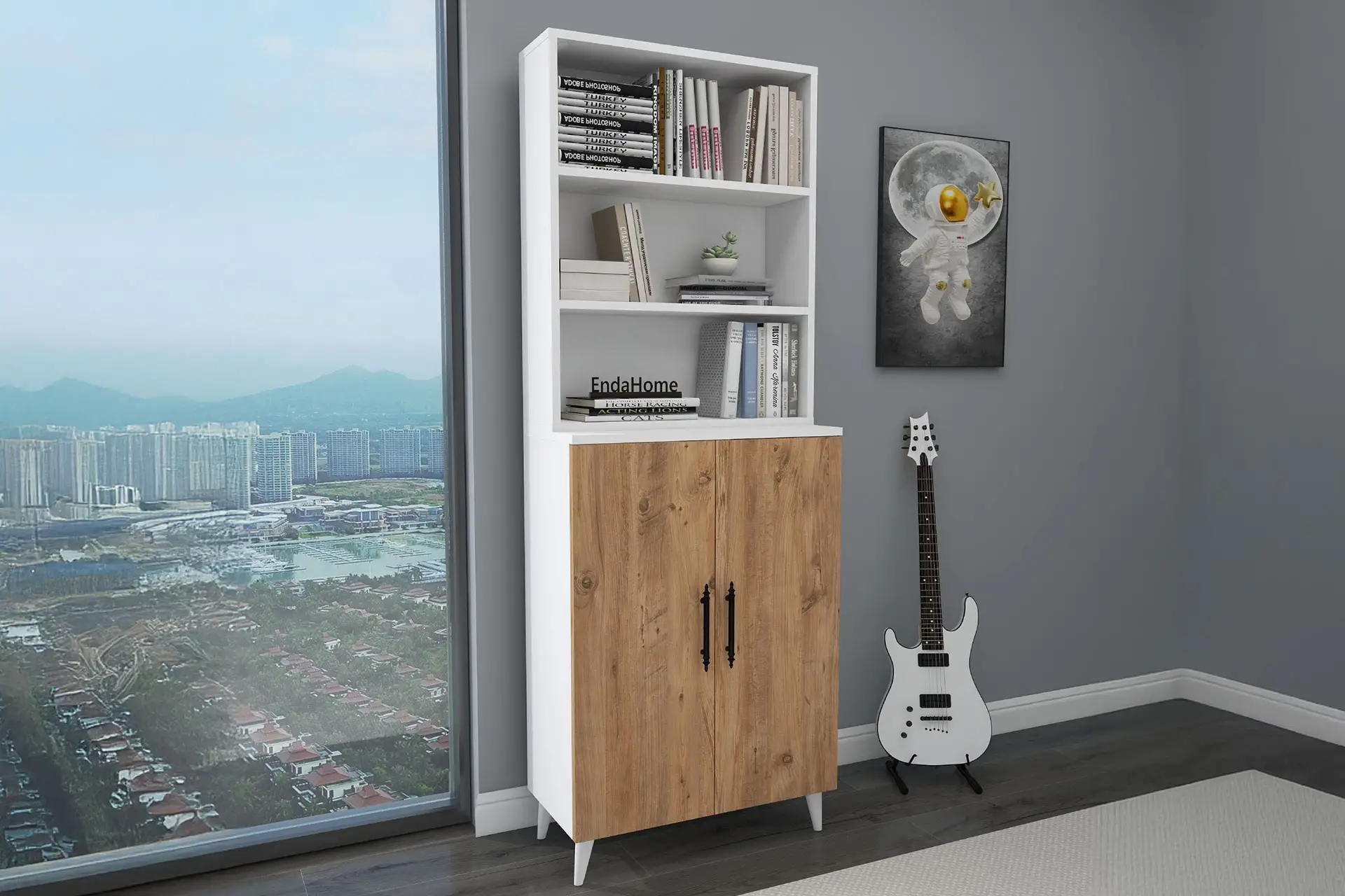 6 Raflı 2 Kapaklı Klasik Kitaplık