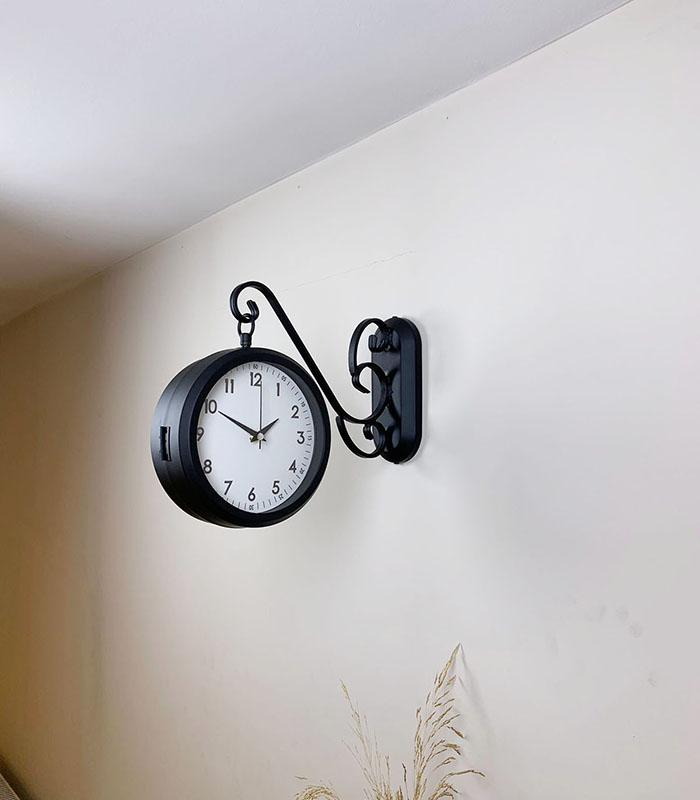 Çift Taraflı Klasik İstasyon Duvar Saati – 36×25 cm