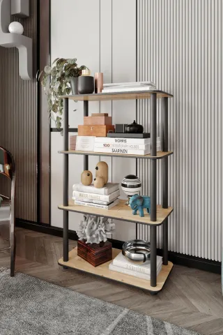 4 Katlı Dekoratif Diktörtgen Kitaplık