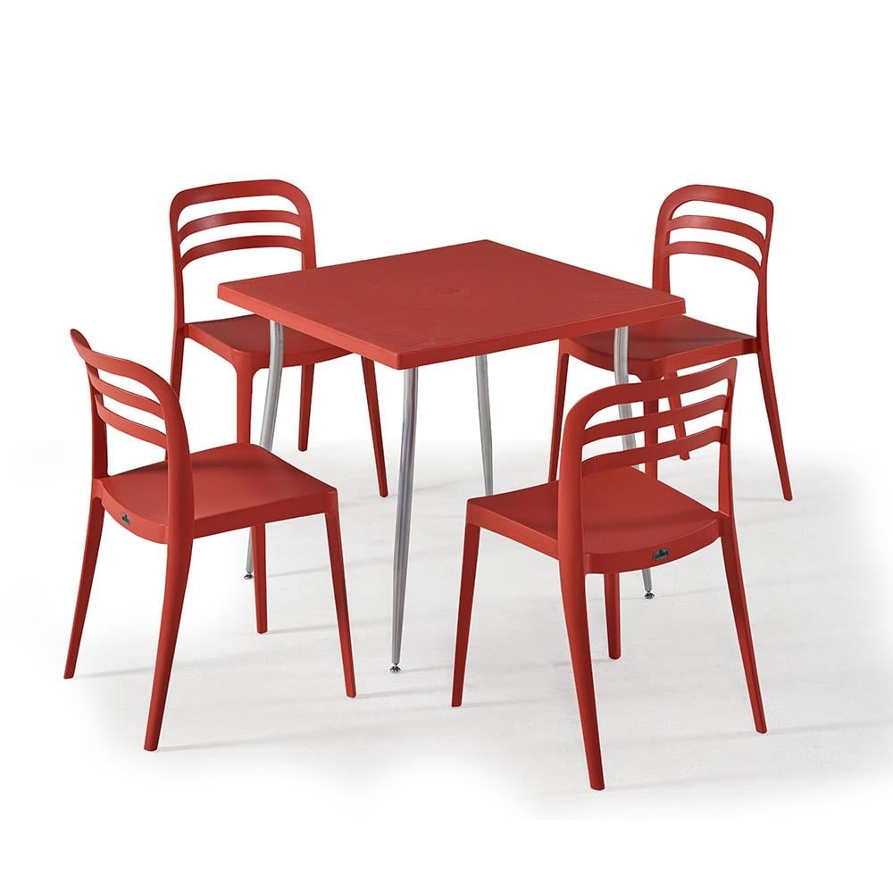 NS8 Masa Takımı 80x80 Masa + 4 Adet Renkli Sandalye