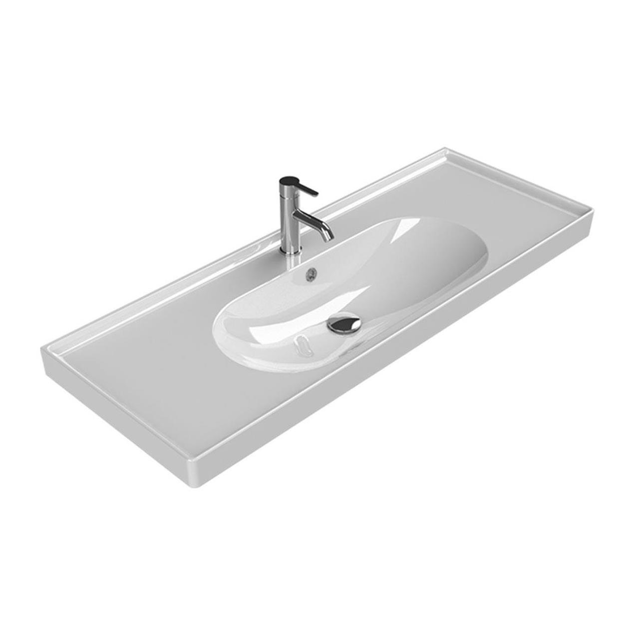 Turkuaz Ceratyle Arya Etajer Uyumlu Damlalıklı Lavabo 120*45 cm Turkuaz Ceratyle Arya Etajer Uyumlu Damlalıklı Lavabo 120*45 cm