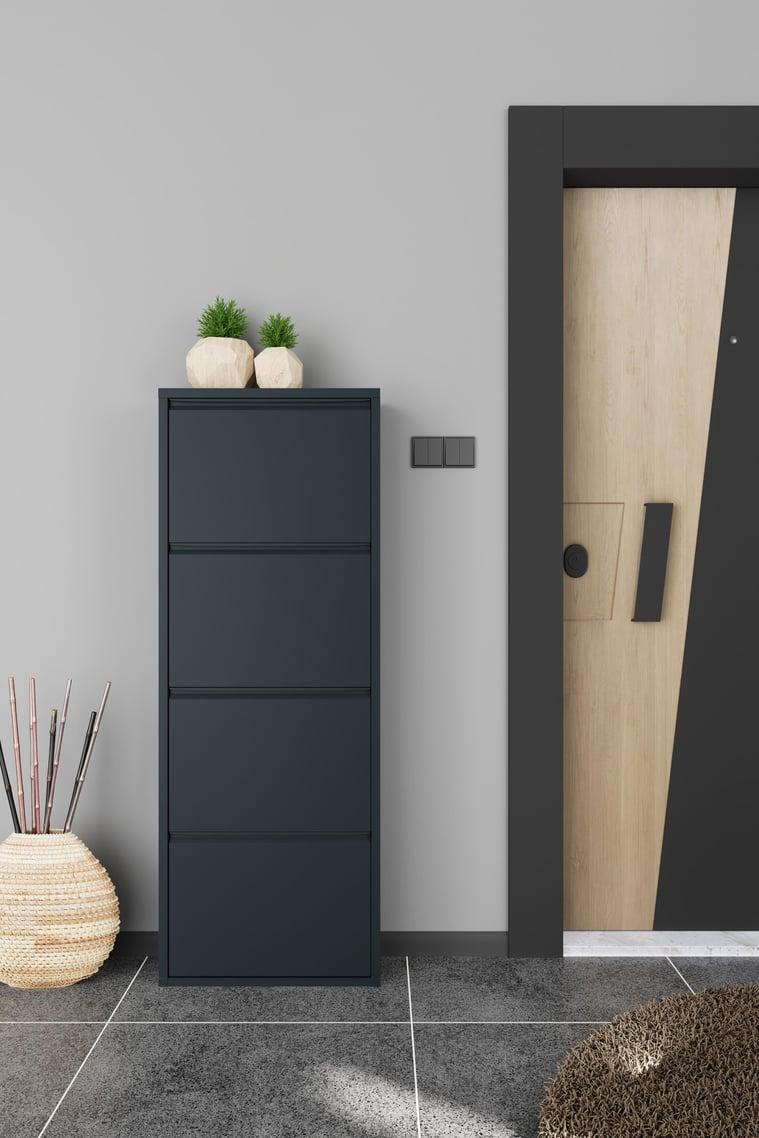 Dörtlü Metal Ayakkabılık Antrasit 